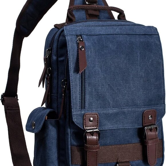 Retro Crossbody Bag Sling Bag Canvas Messenger Bag for Men Women Shoulder Bag Cr - Picture 1 of 6